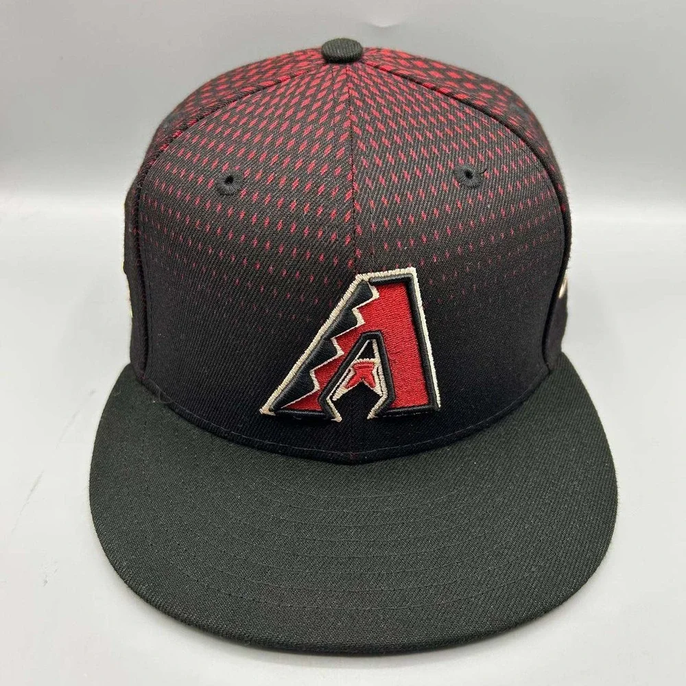 Arizona Diamondbacks Hat Men 7 1/2 Black Red 59Fifty New Era Fitted Cap